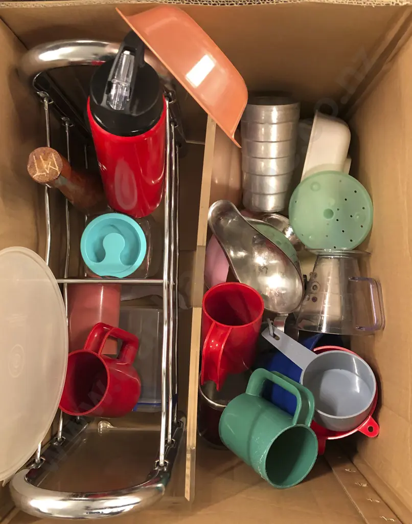 Two Boxes of Assorted Kitchenware Including Tupperware Etc Image 1++