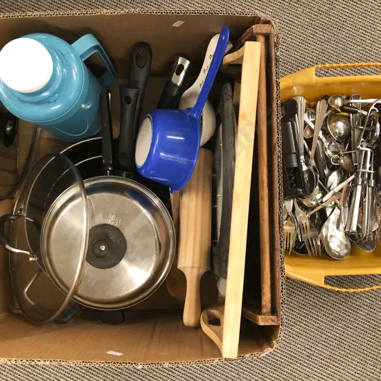 Two Boxes of Assorted Kitchenware Including Tupperware Etc