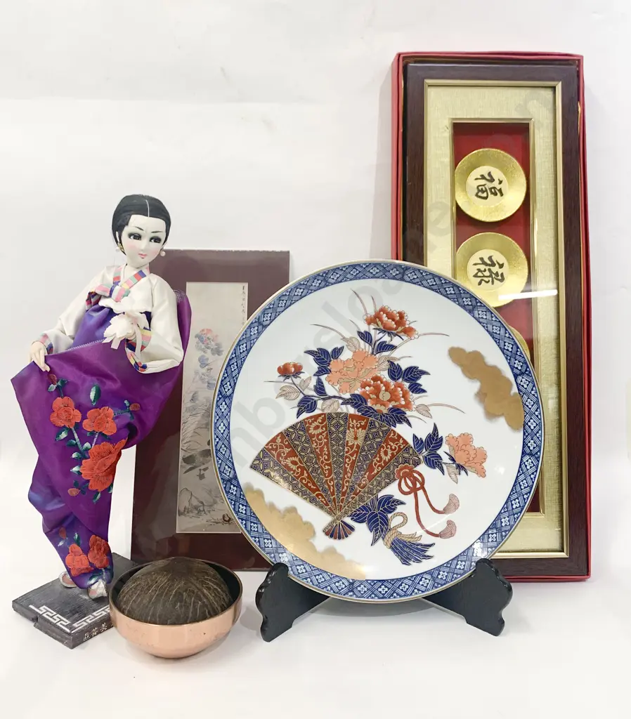 Geisha Figure together with Decorative Plate and Framed Work Etc Image 1++