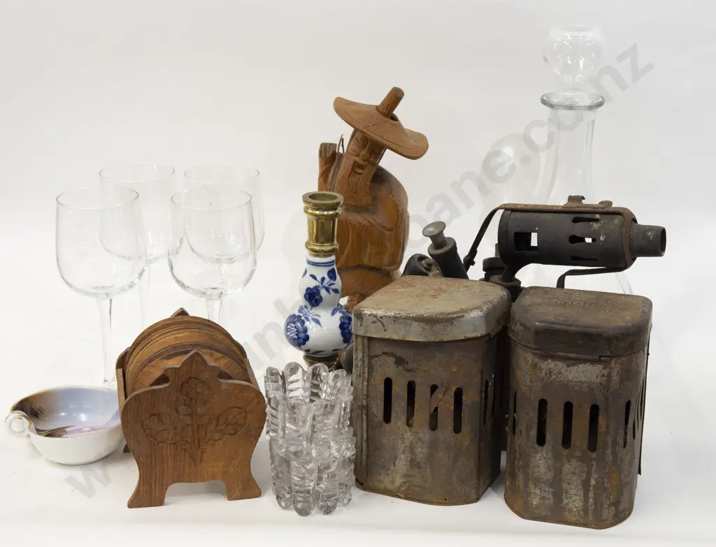 Box of Assorted Woodware together with Glassware and Metalware Image 1++