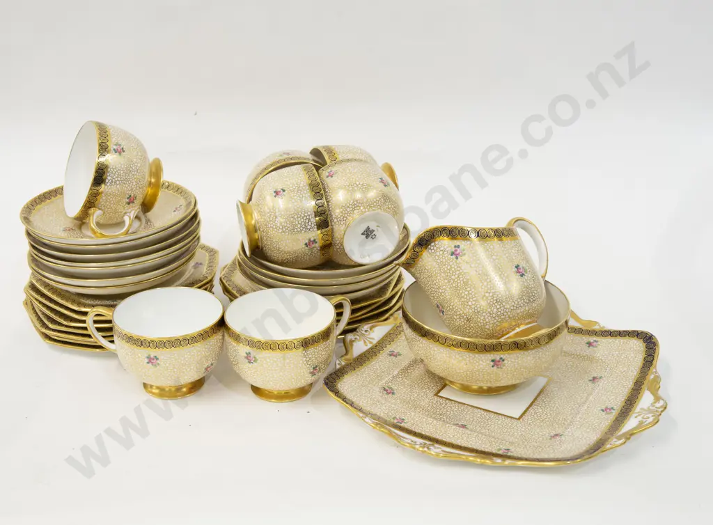 Gilt and Floral Decorated Part Tea Service Image 1++