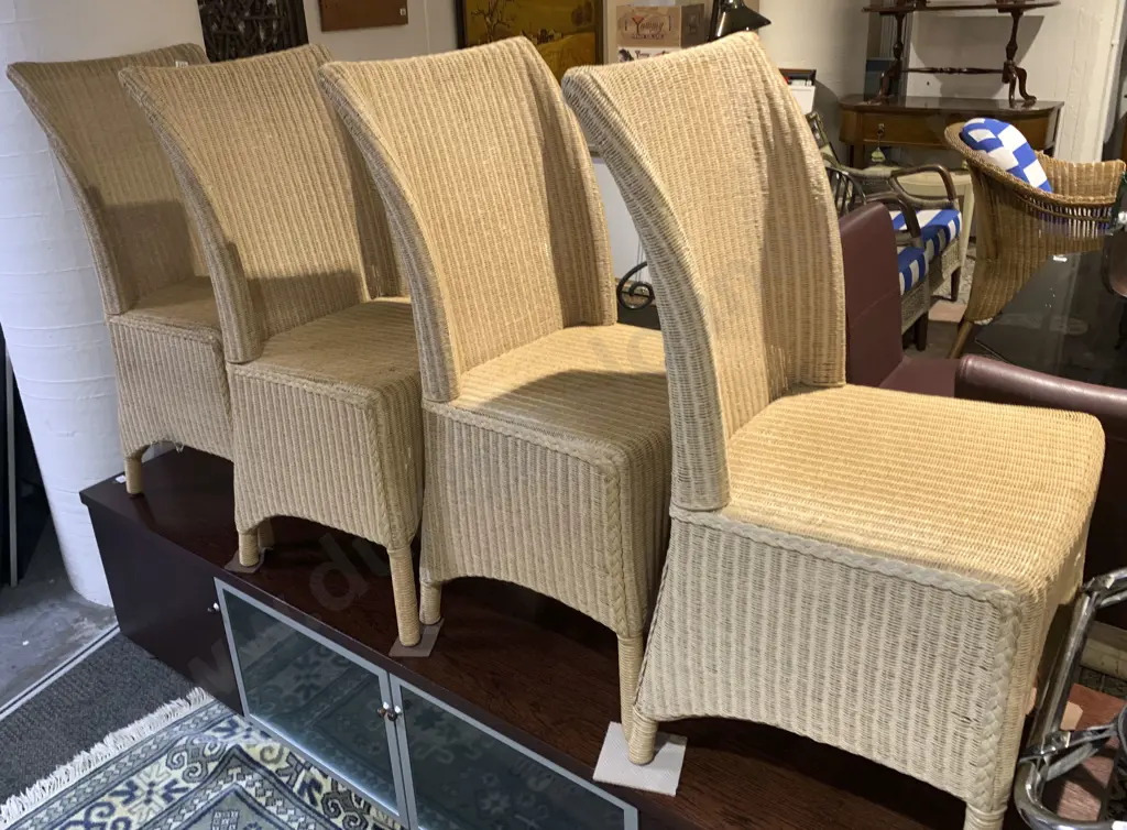 Four W. Lusty & Sons Rattan Outdoor Dining Chairs Image 1++