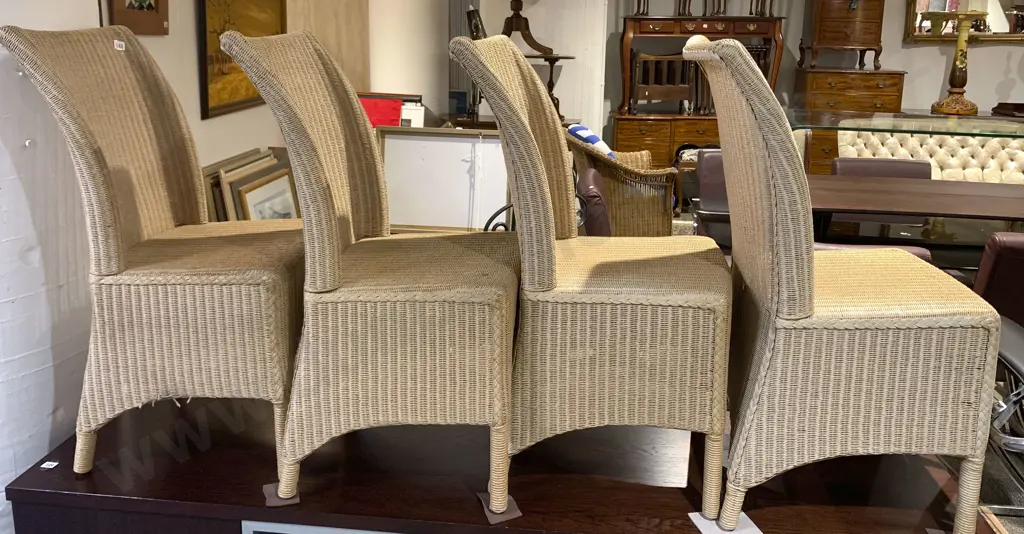 Four W. Lusty & Sons Rattan Outdoor Dining Chairs Image 1++