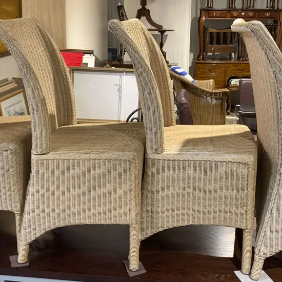 Four W. Lusty & Sons Rattan Outdoor Dining Chairs