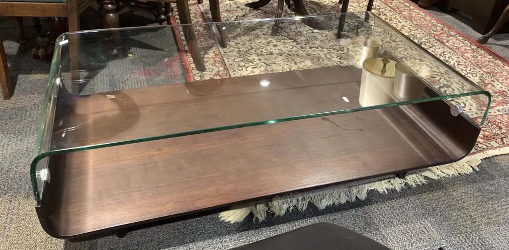 Modern Design Curved Glass Top Coffee Table Image 1++