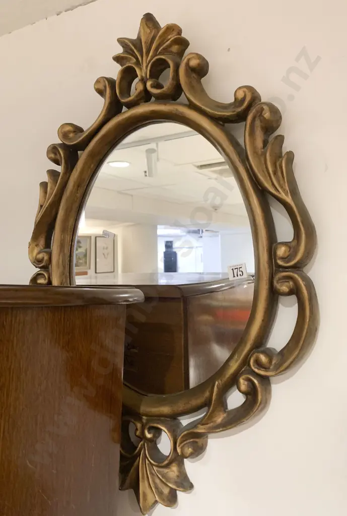 Ornate Oval Gilt Framed Wall Mirror Image 1++