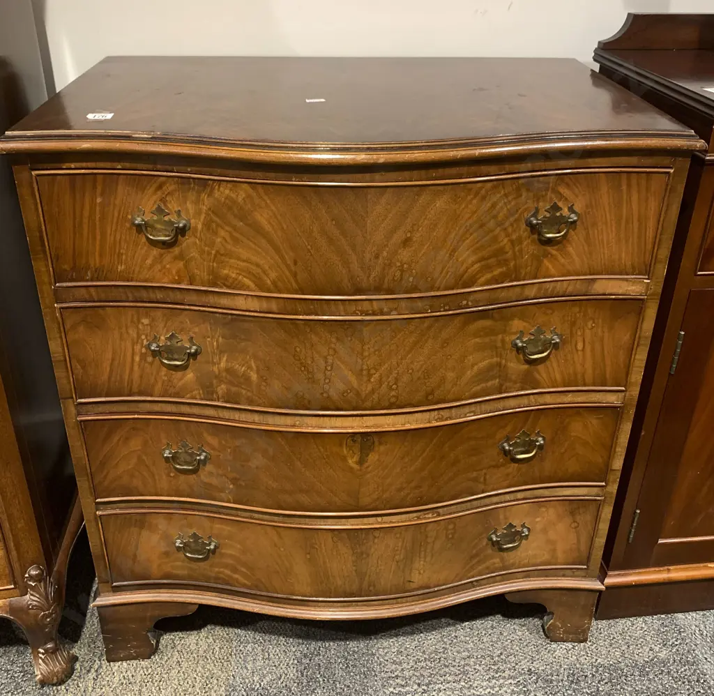 Serpentine Front Four Drawer Chest of Drawers Image 1++
