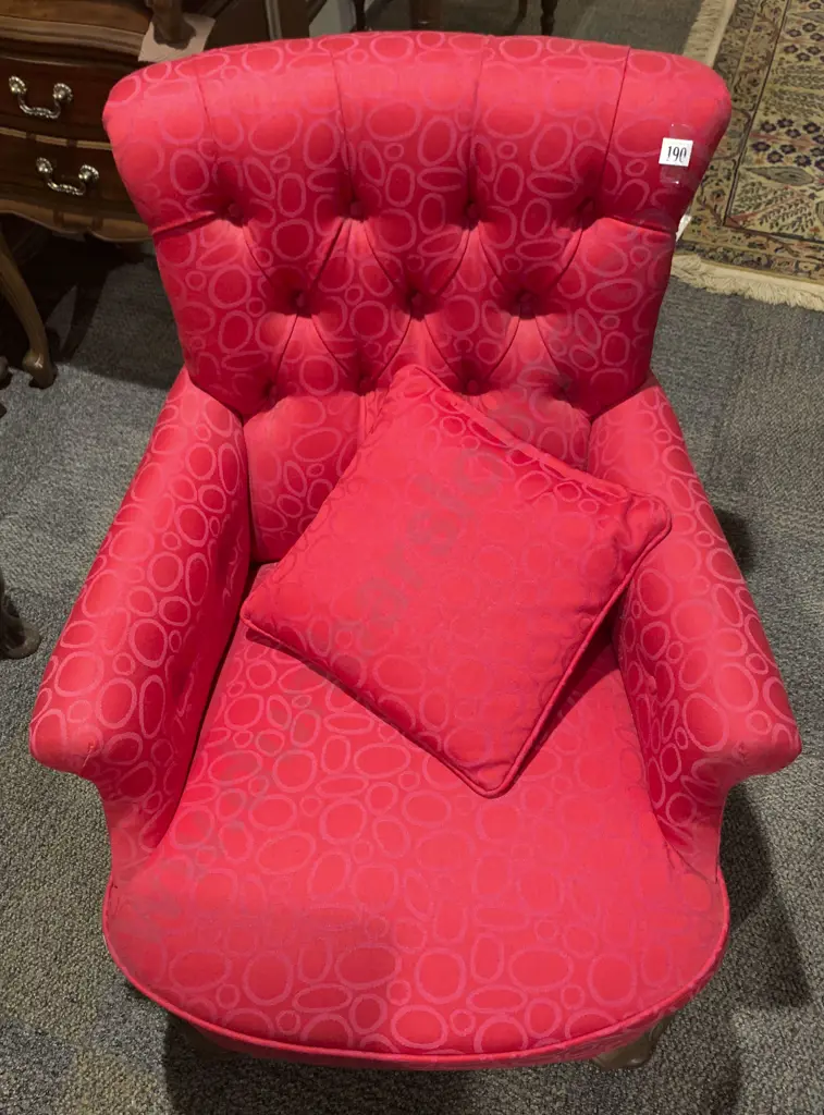 Button Back Fireside Chair in Modern Upholstery Image 1++