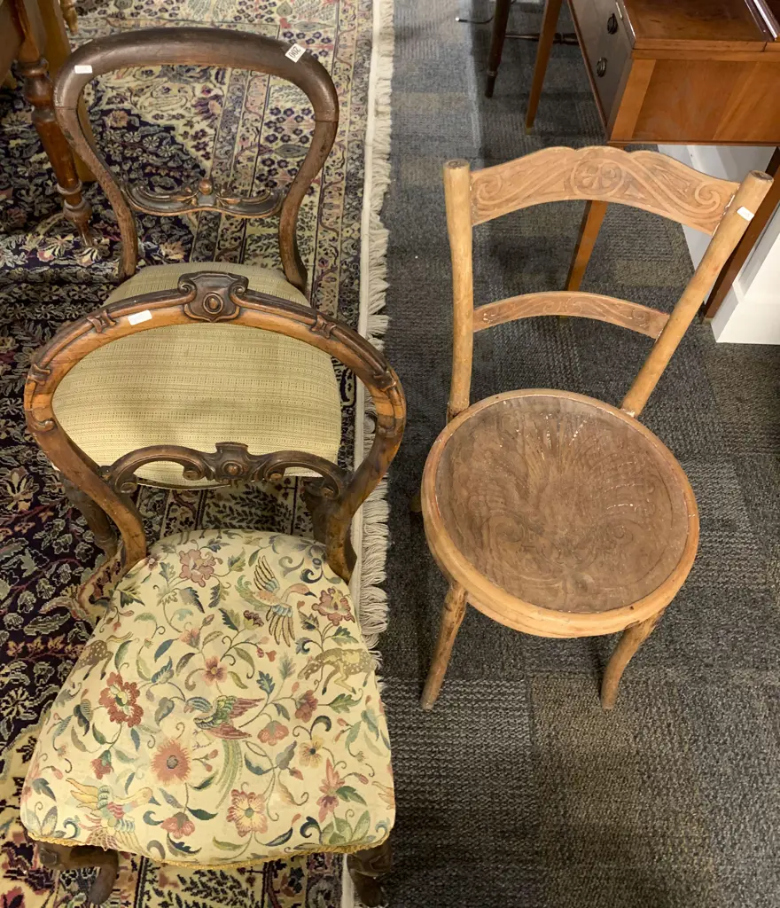Bentwood Chair Together With Two Balloon Back Chairs Image 1++