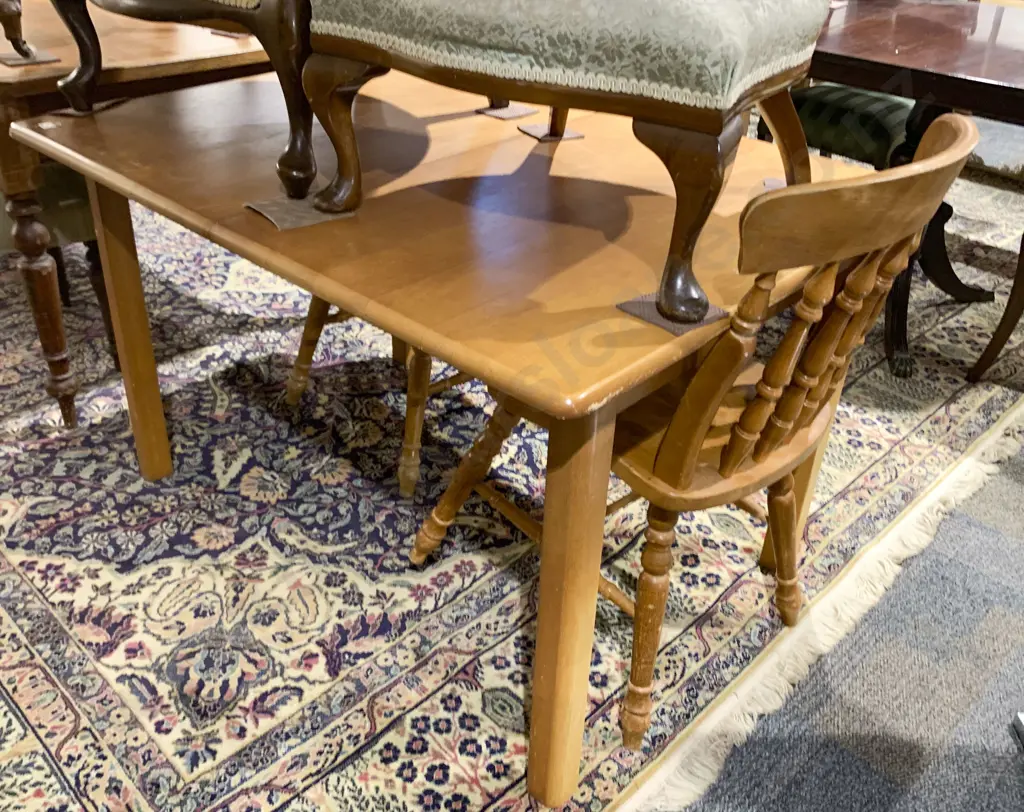 Rimu Extension Dining Table With Two Country Stick Back Chairs Image 1++