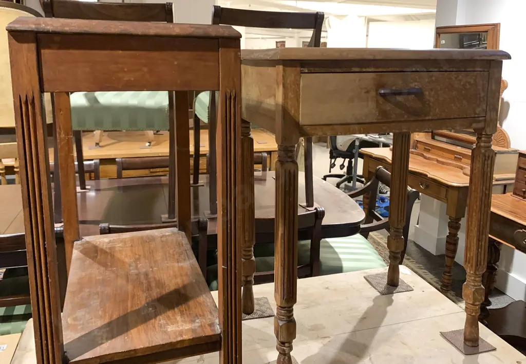 Pine Table Together With Occasional Table and Bedside Drawer Image 1++