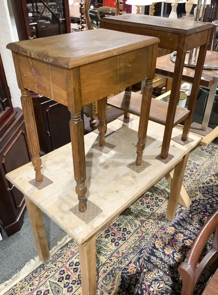 Pine Table Together With Occasional Table and Bedside Drawer Image 1++
