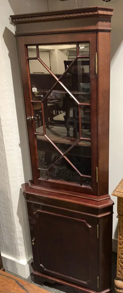 Reproduction Mahogany Glazed Door Corner Cabinet Image 1++