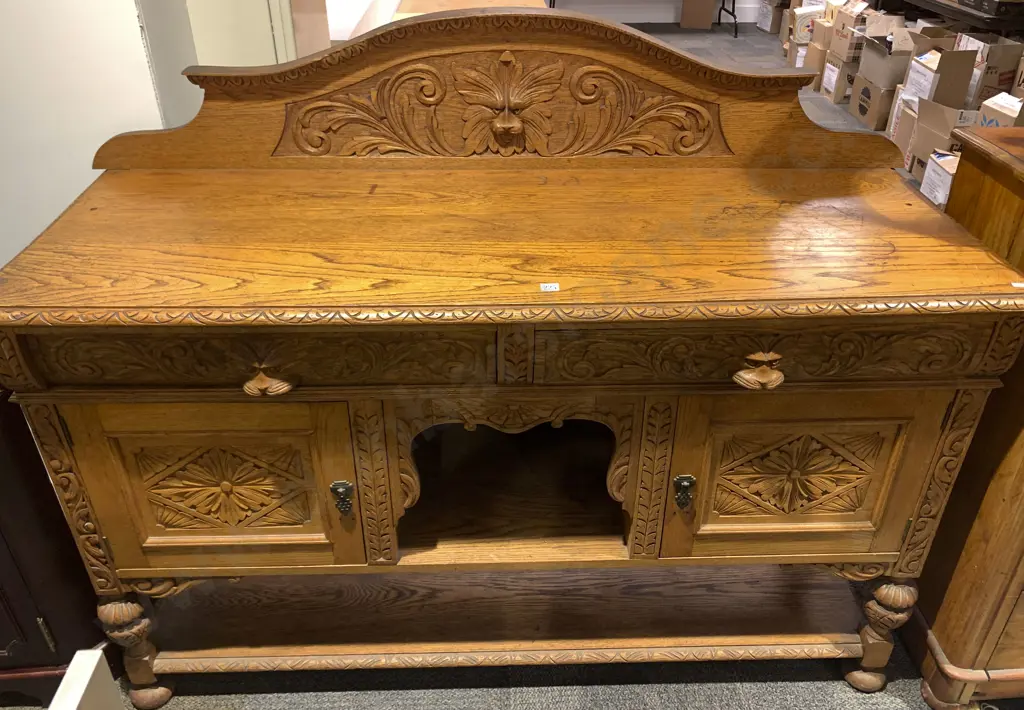Carved Oak Sideboard Image 1++