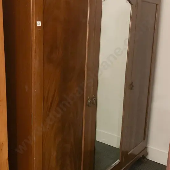 Edwardian Mahogany Mirror Door Wardrobe