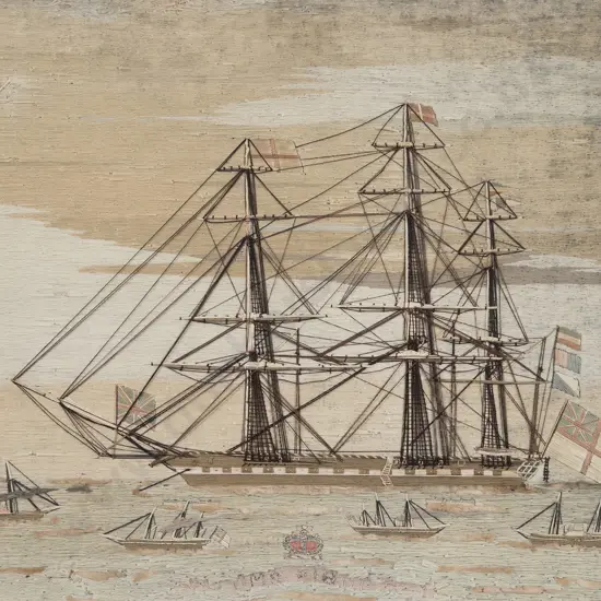 Mid C19th Sailor's Woolwork Picture of a Ship