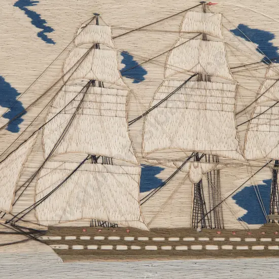 Mid C19th Sailors Woolwork Picture of a Ship