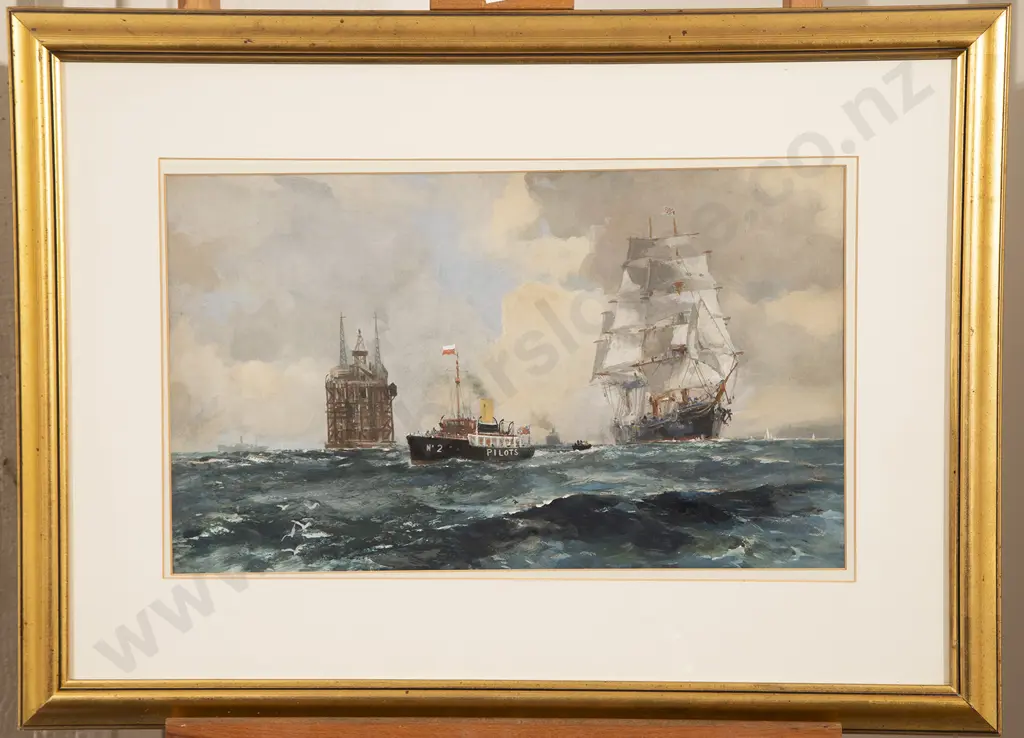 Frank Mason (1876-1965) The NAS Pilot Vessel 'Brook' working the approaches to the Eastern Solent Image 1++