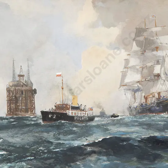 Frank Mason (1876-1965) The NAS Pilot Vessel 'Brook' working the approaches to the Eastern Solent