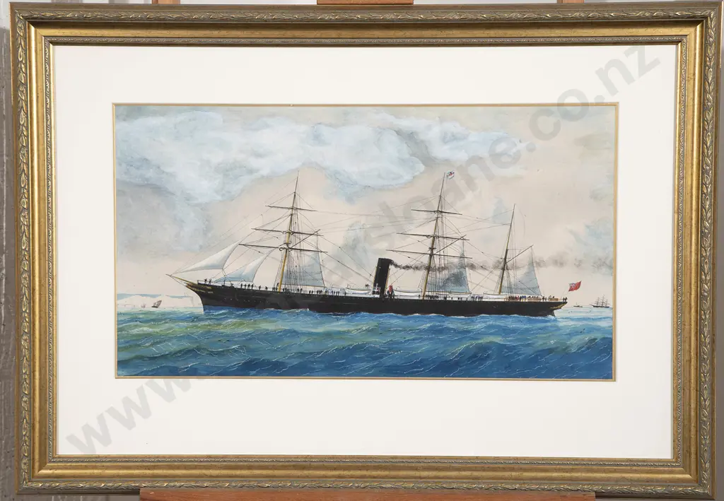 William Forster (1840-91) - The Sail and Steam Liner 'RMS Lusitania' off Sydney Heads Image 1++