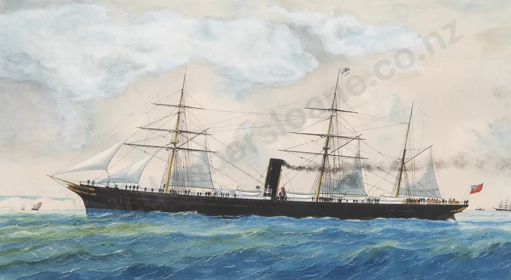 William Forster (1840-91) - The Sail and Steam Liner 'RMS Lusitania' off Sydney Heads Image 1++