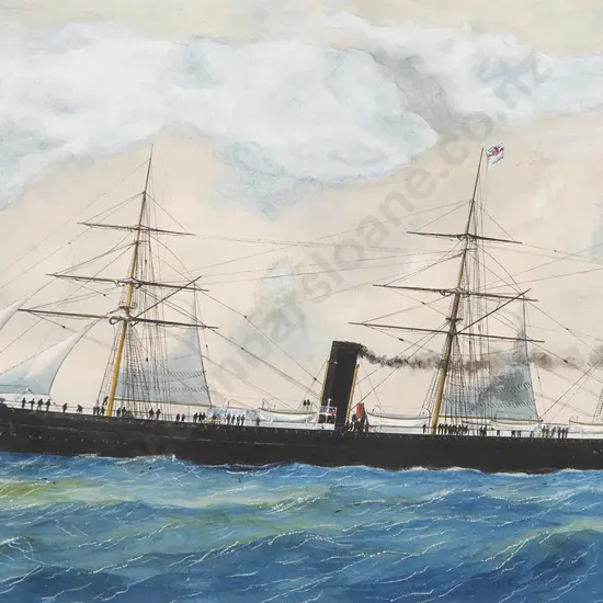 William Forster (1840-91) - The Sail and Steam Liner 'RMS Lusitania' off Sydney Heads