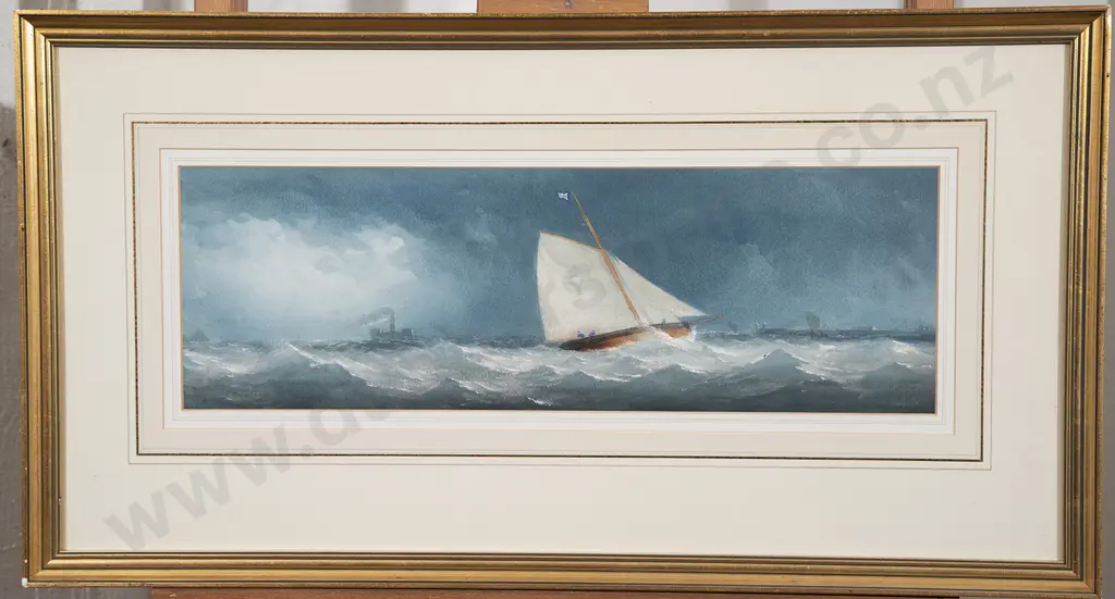 Charles Taylor Jnr (British fl. 1843-1883) - The Great Yarmouth Pilot Cutter working in a fresh breeze Image 1++