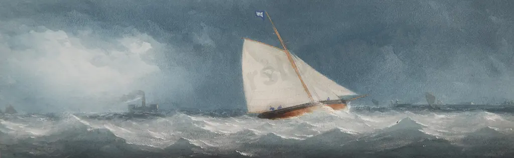 Charles Taylor Jnr (British fl. 1843-1883) - The Great Yarmouth Pilot Cutter working in a fresh breeze Image 1++