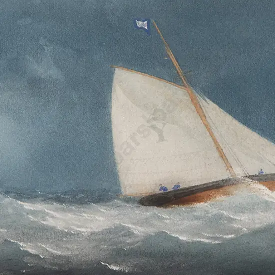Charles Taylor Jnr (British fl. 1843-1883) - The Great Yarmouth Pilot Cutter working in a fresh breeze