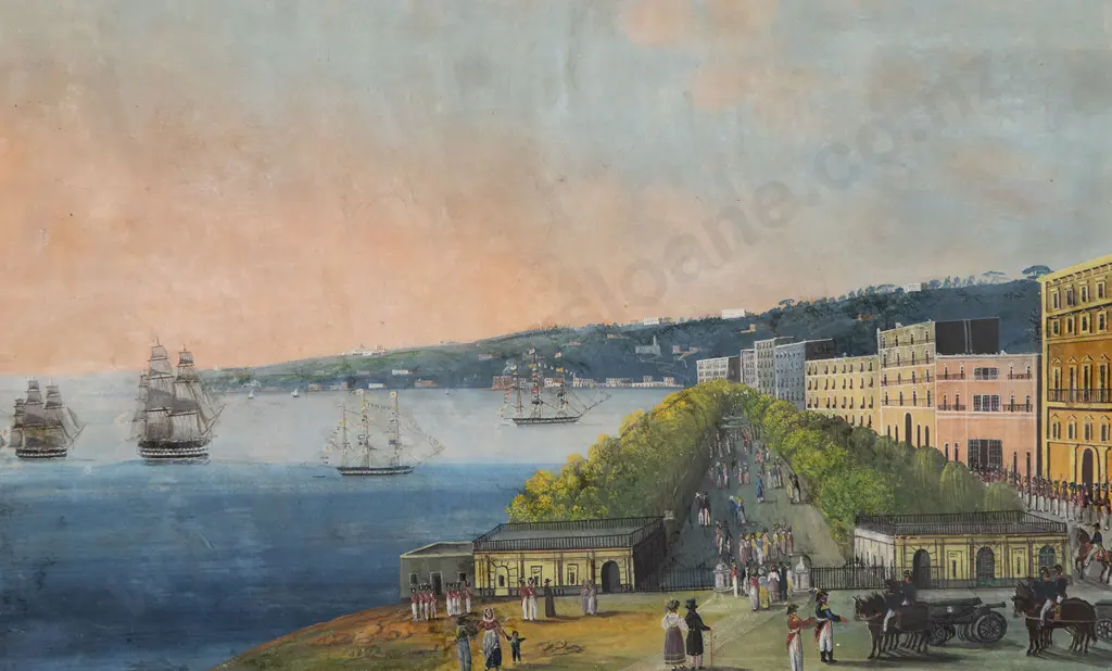Early C19th Neapolitan School - Arrival of the Portuguese Fleet in Naples Image 1++