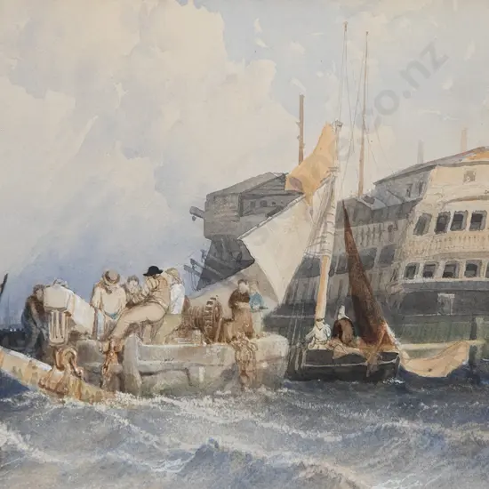 Manner of William Clarkson Stanfield RA (1793-1867) - Laying an Anchor Portsmouth Harbour