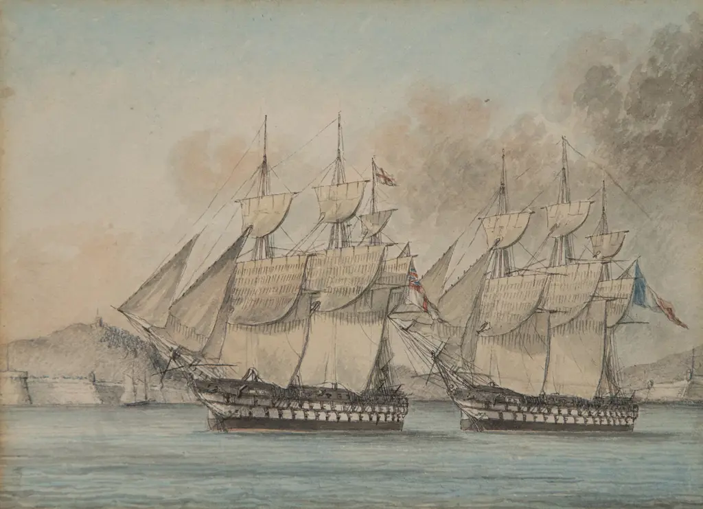 C19th British - British MOW in Company of French MOW off Fortifications Image 1++