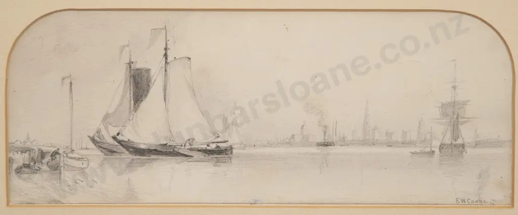After Edward William Cooke RA FRS (British 1811-1880) - Antwerp from the Scheldt Image 1++