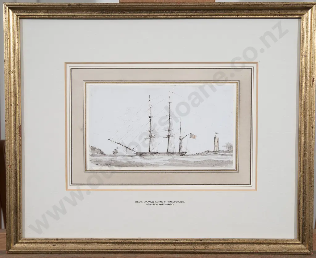 Attributed Lieut. James Kennett Willson (British 1812-1881) - A Ten Gun British Frigate on Station with the South Atlantic Squadron St Helena Image 1++