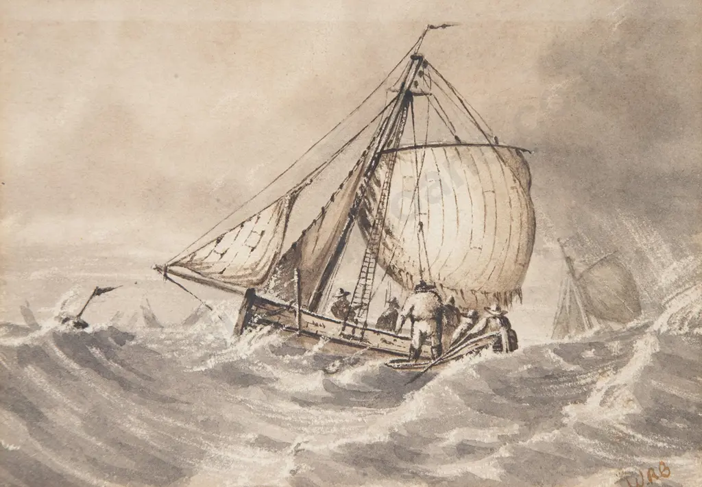 Manner of William Roxby Beverley (British 1811-99) - Fishermen in a fresh breeze Image 1++