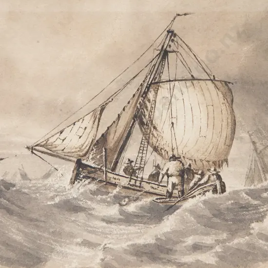 Manner of William Roxby Beverley (British 1811-99) - Fishermen in a fresh breeze