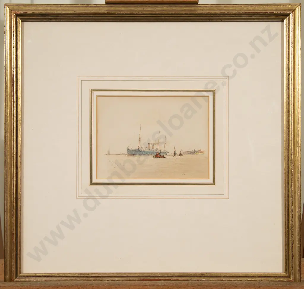 Charles Dixon (British 1872 - 1934) - R.M.S. 'Teutonic' leaving New York Image 1++