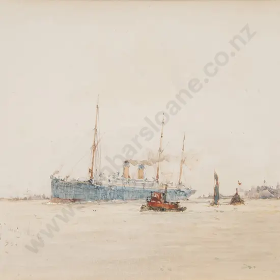 Charles Dixon (British 1872 - 1934) - R.M.S. 'Teutonic' leaving New York