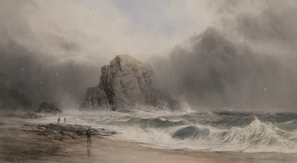 George Lowthian Hall (British 1825-1888) - On the Devonshire Coast Image 1++