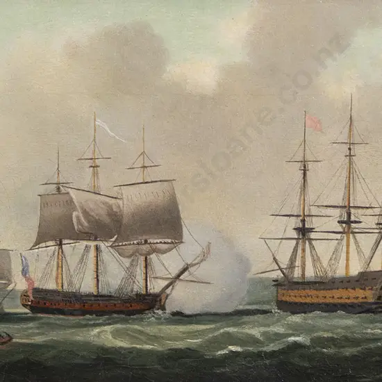Attributed Thomas Whitcombe (British c.1752-1824) - The British fleet anchored off St Helena