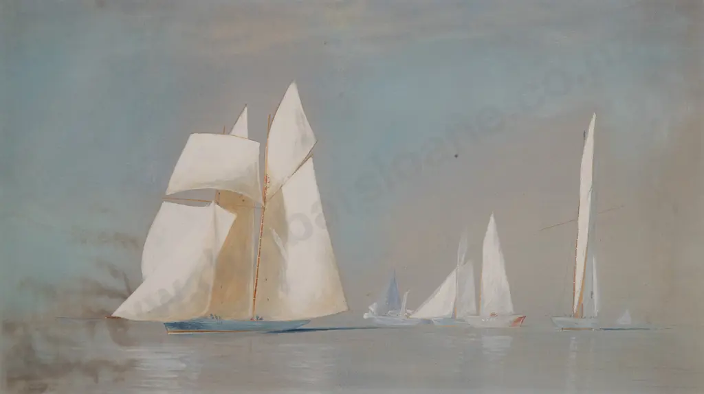 Attributed Charles Ricketts (1866-1931)  - Schooner Yachts off the Nore Image 1++