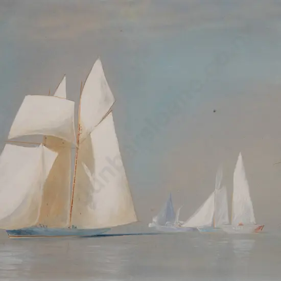 Attributed Charles Ricketts (1866-1931)  - Schooner Yachts off the Nore