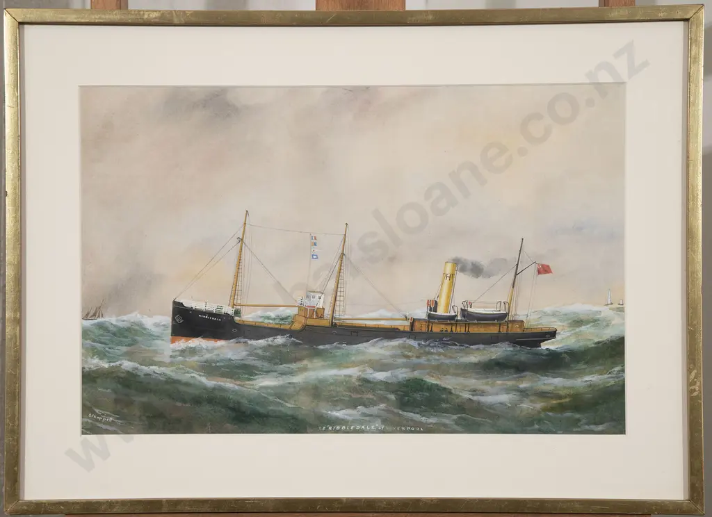 Reuben Chappell (British 1870 - 1940) - S.S. 'Ribbledale' of Liverpool Image 1++