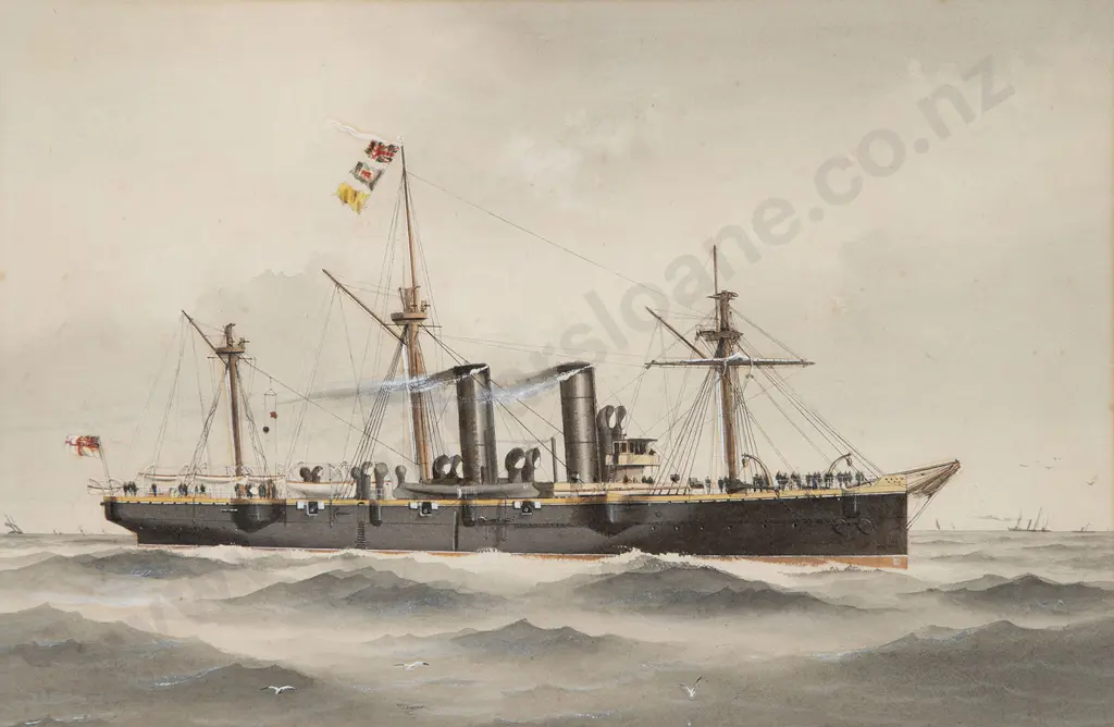 Attributed Mackenzie Thomson (British C19th/C20th) - H M S Amphion 1888 Image 1++