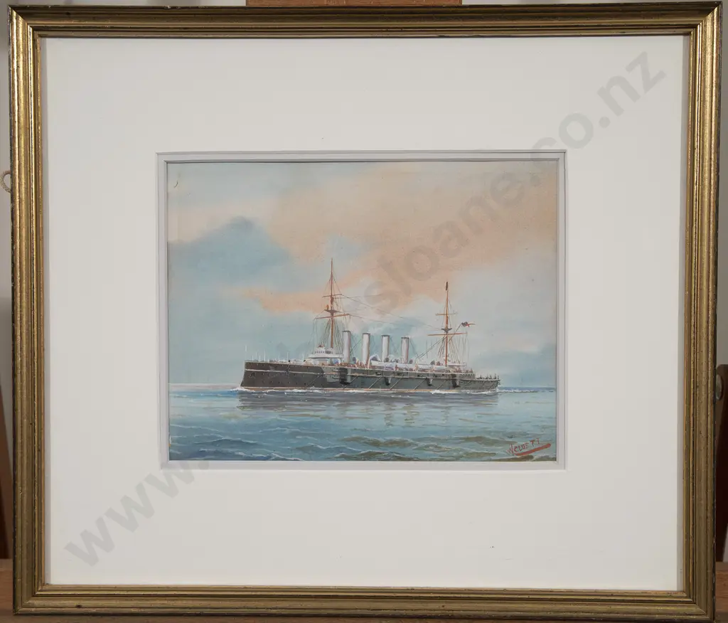 William Cluett (British fl. 1880-1920) - H.M.S. 'Niobe' Image 1++