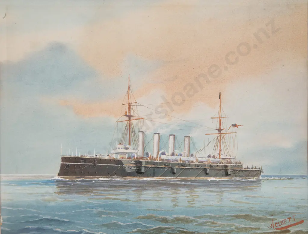 William Cluett (British fl. 1880-1920) - H.M.S. 'Niobe' Image 1++