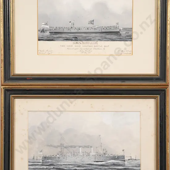 P A Chinnery (British Late C19th) - HMS 'Forte' & HMS 'Barfleur' (2)