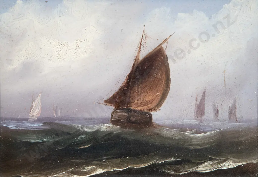 Naive C19th - Fishing Vessel at Sail Image 1++