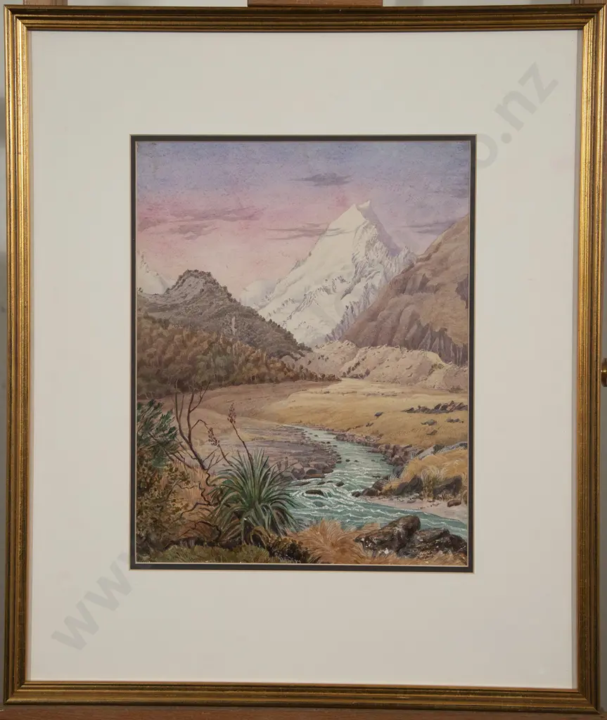 Attributed Christopher Aubrey (1830-1902) - Mount Cook with High Country Tarn Image 1++
