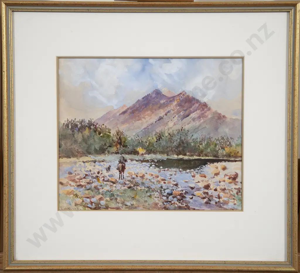 Early C20th - Man on Horseback traversing river bed Image 1++